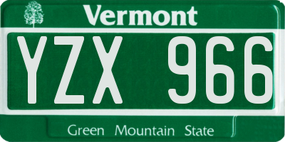 VT license plate YZX966