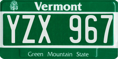 VT license plate YZX967