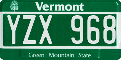 VT license plate YZX968