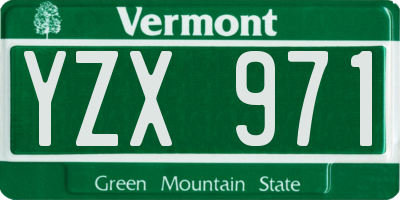 VT license plate YZX971
