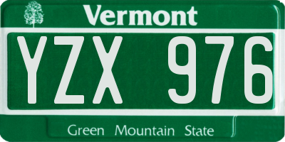 VT license plate YZX976