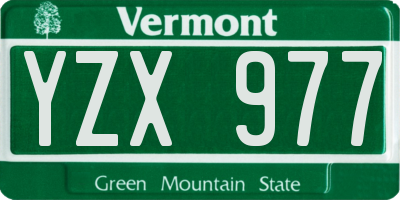VT license plate YZX977