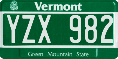 VT license plate YZX982