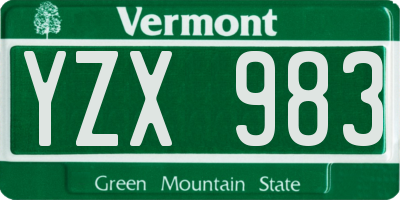 VT license plate YZX983