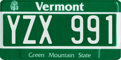 VT license plate YZX991