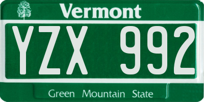 VT license plate YZX992