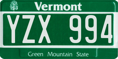 VT license plate YZX994