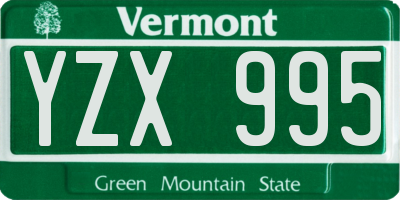 VT license plate YZX995