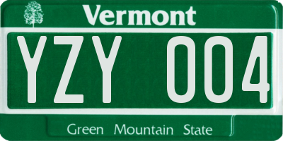 VT license plate YZY004