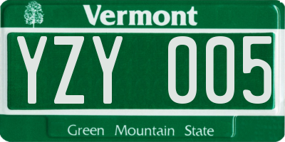 VT license plate YZY005