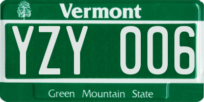 VT license plate YZY006