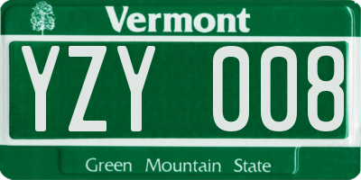 VT license plate YZY008