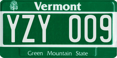 VT license plate YZY009