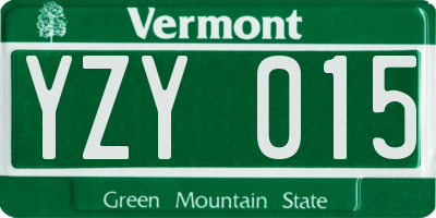 VT license plate YZY015