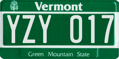 VT license plate YZY017