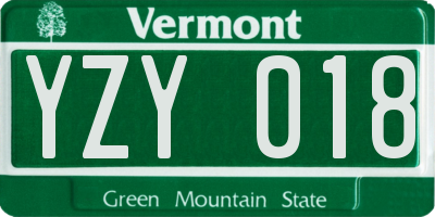 VT license plate YZY018