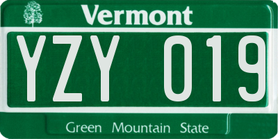 VT license plate YZY019