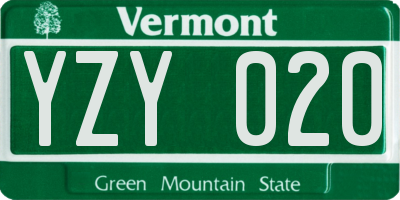 VT license plate YZY020