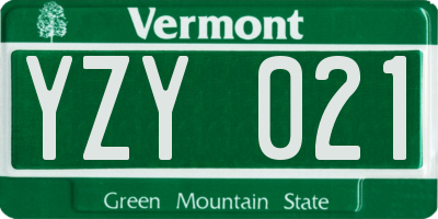 VT license plate YZY021