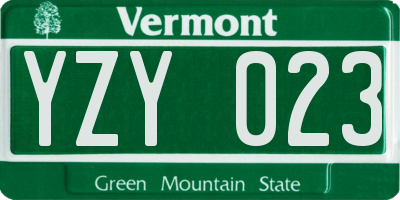 VT license plate YZY023
