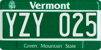 VT license plate YZY025