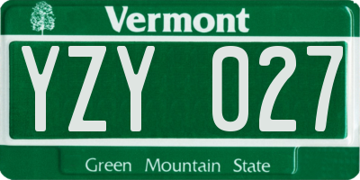 VT license plate YZY027