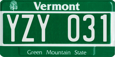 VT license plate YZY031