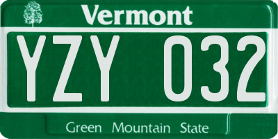VT license plate YZY032