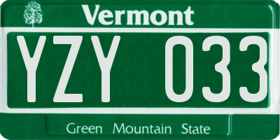 VT license plate YZY033