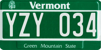 VT license plate YZY034
