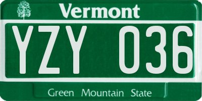 VT license plate YZY036