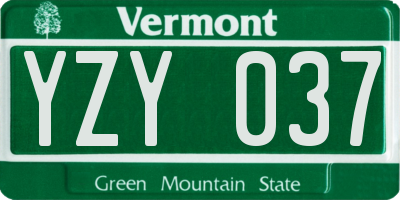 VT license plate YZY037