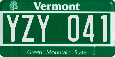 VT license plate YZY041