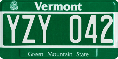 VT license plate YZY042