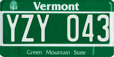 VT license plate YZY043