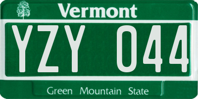 VT license plate YZY044