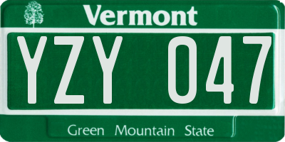 VT license plate YZY047