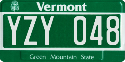 VT license plate YZY048