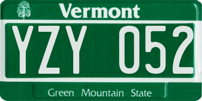 VT license plate YZY052