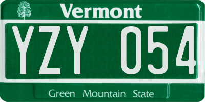 VT license plate YZY054