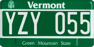 VT license plate YZY055
