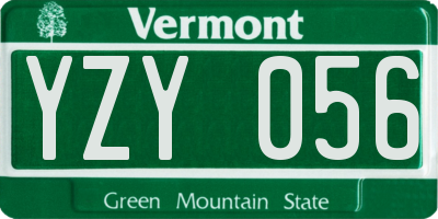 VT license plate YZY056