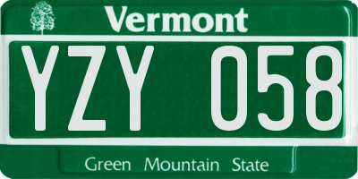 VT license plate YZY058