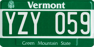 VT license plate YZY059