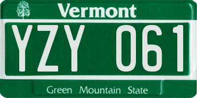 VT license plate YZY061