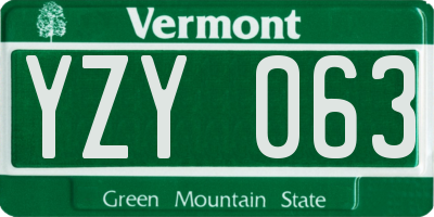 VT license plate YZY063
