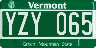 VT license plate YZY065