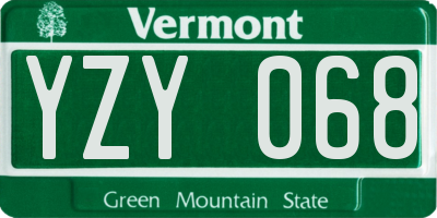 VT license plate YZY068