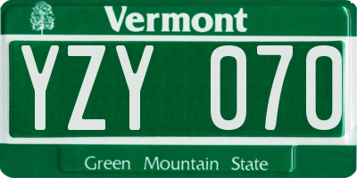 VT license plate YZY070
