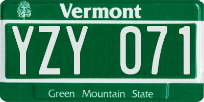 VT license plate YZY071